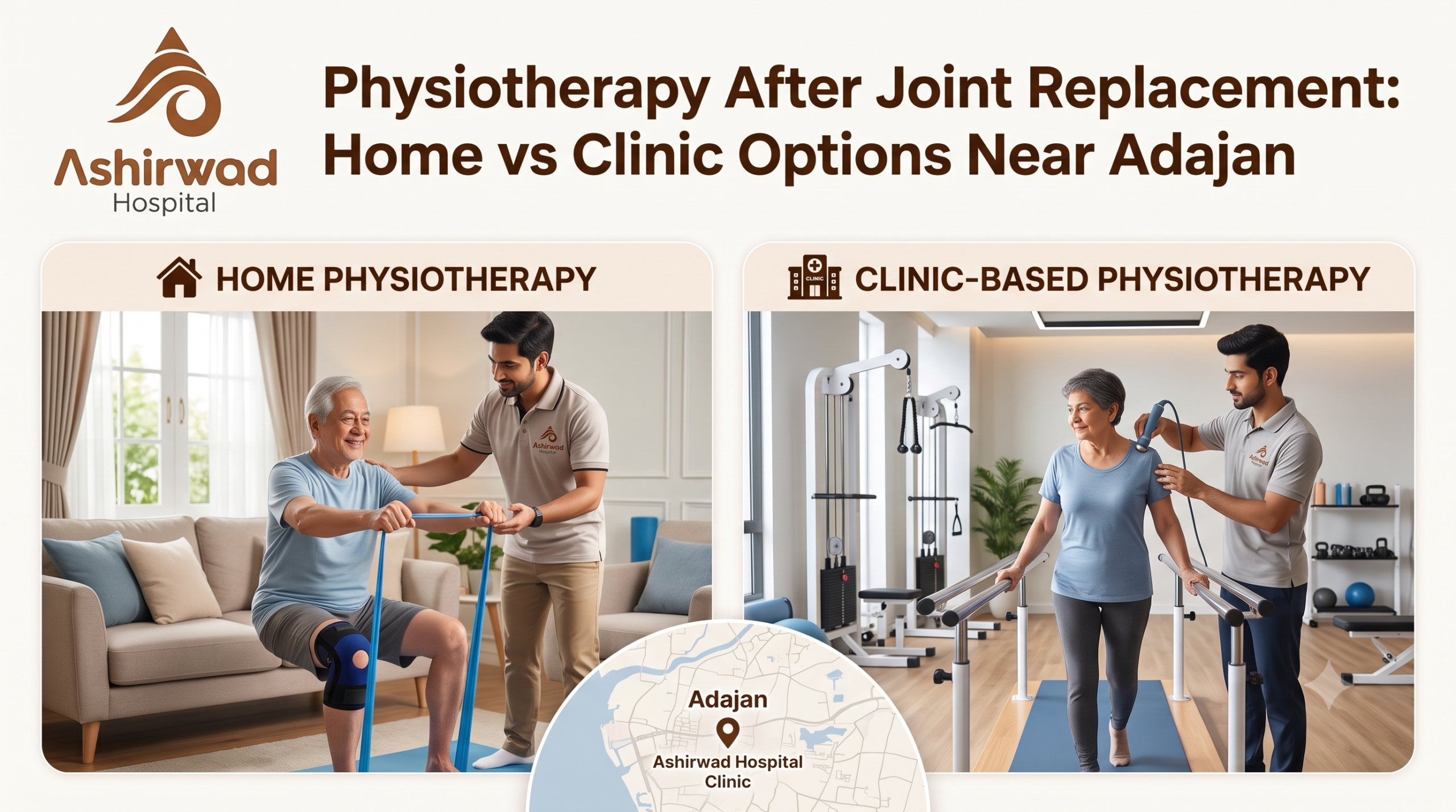 Physiotherapy After Joint Replacement: Home vs Clinic Options Near Adajan